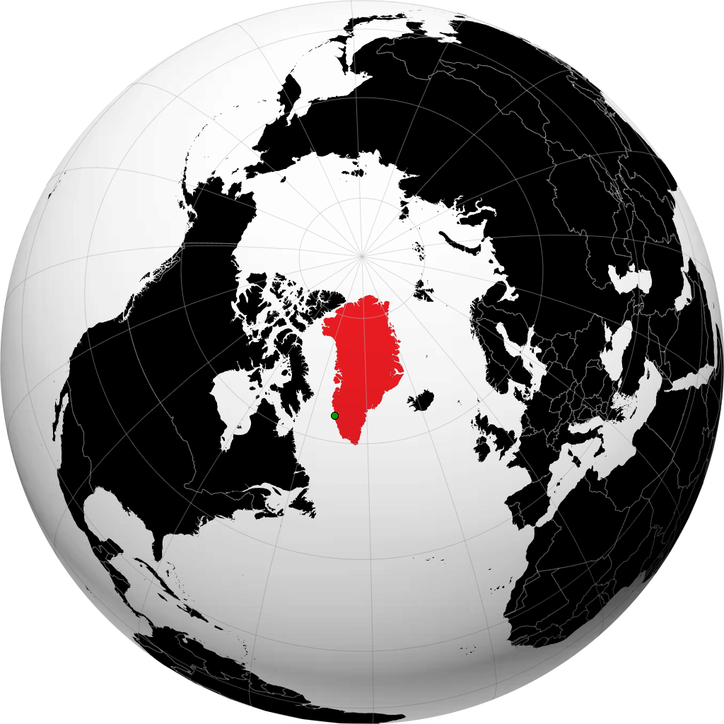 Greenland on the globe