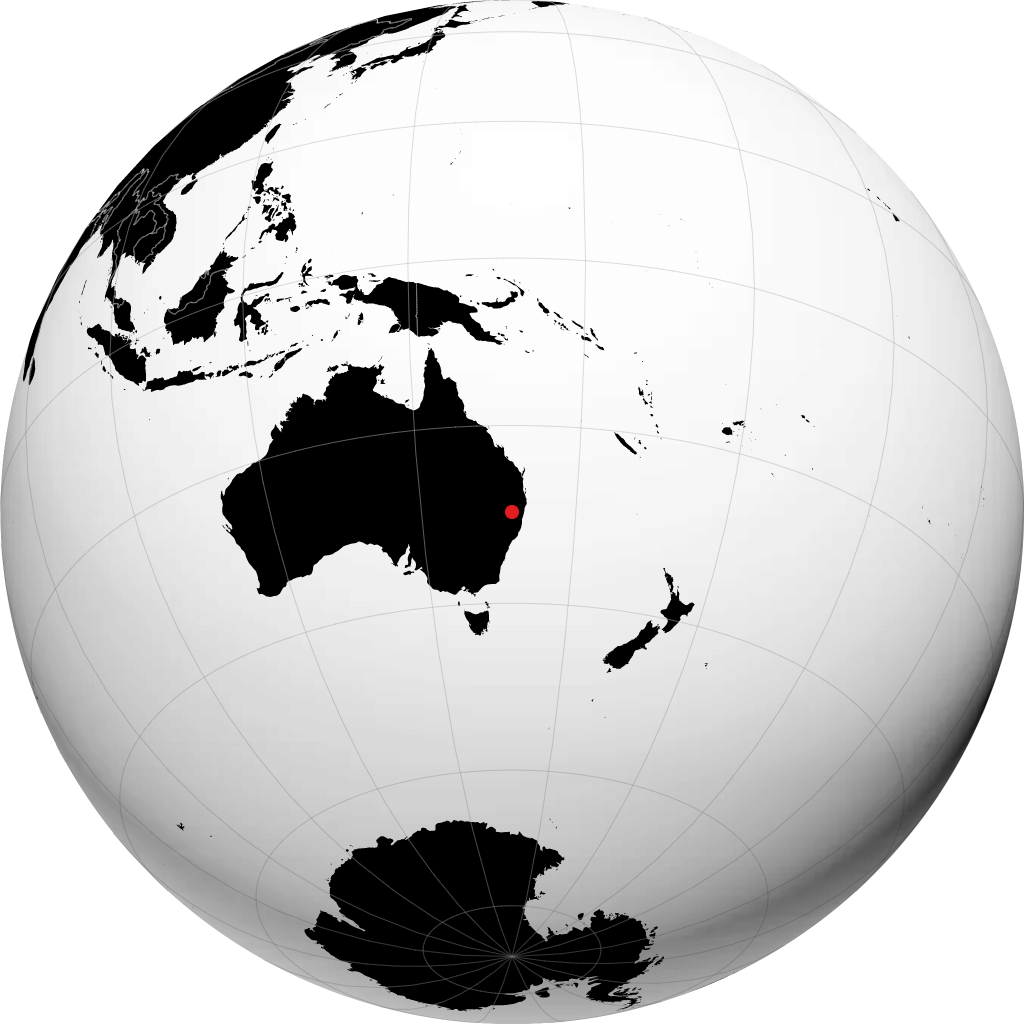 Glen Innes on the globe