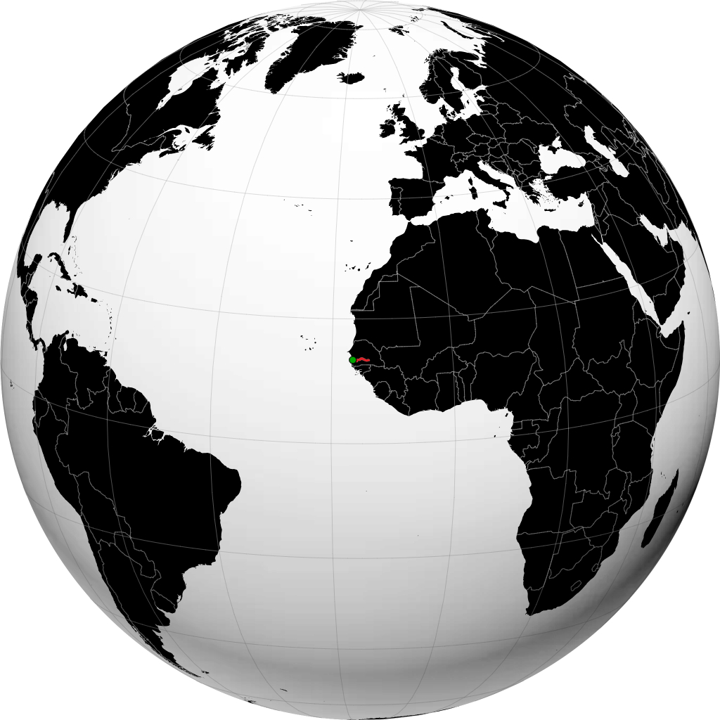 Gambia on the globe