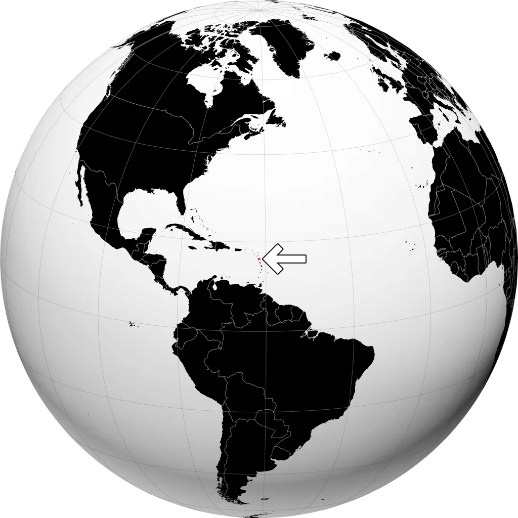 Guadeloupe on the globe