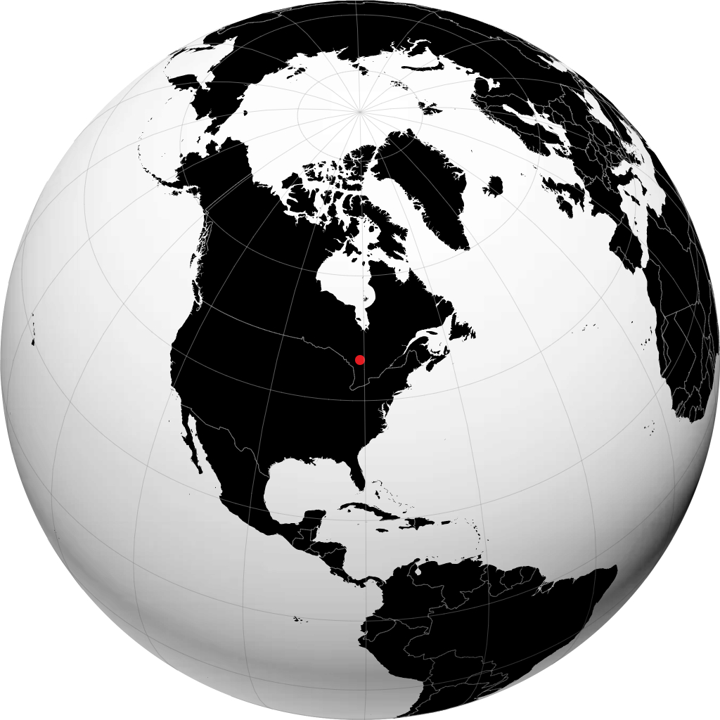 Greater Sudbury on the globe