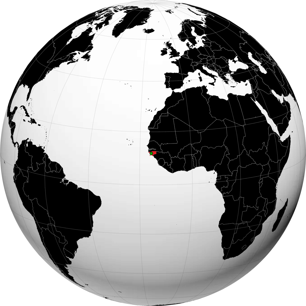 Guinea-Bissau on the globe