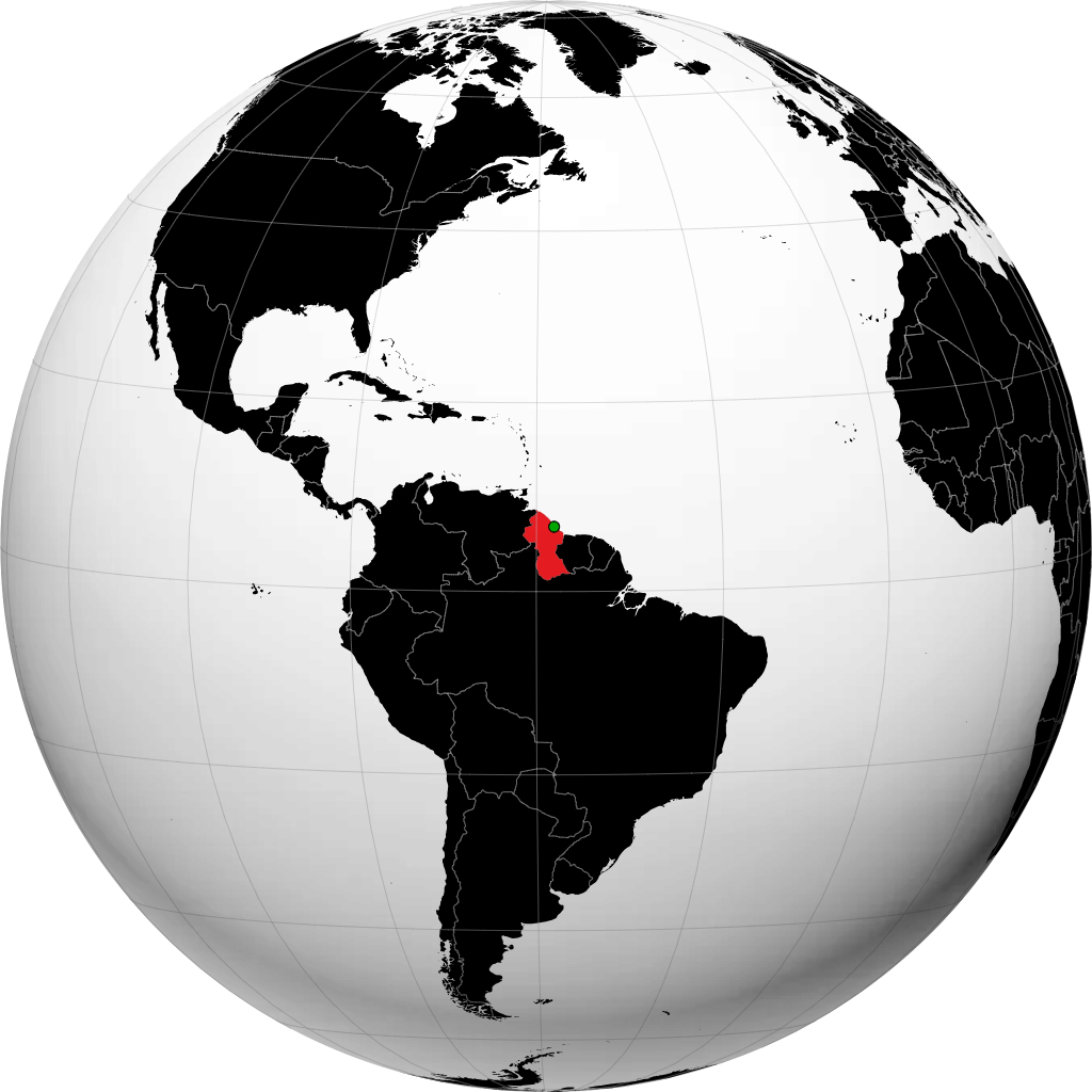 Guyana on the globe