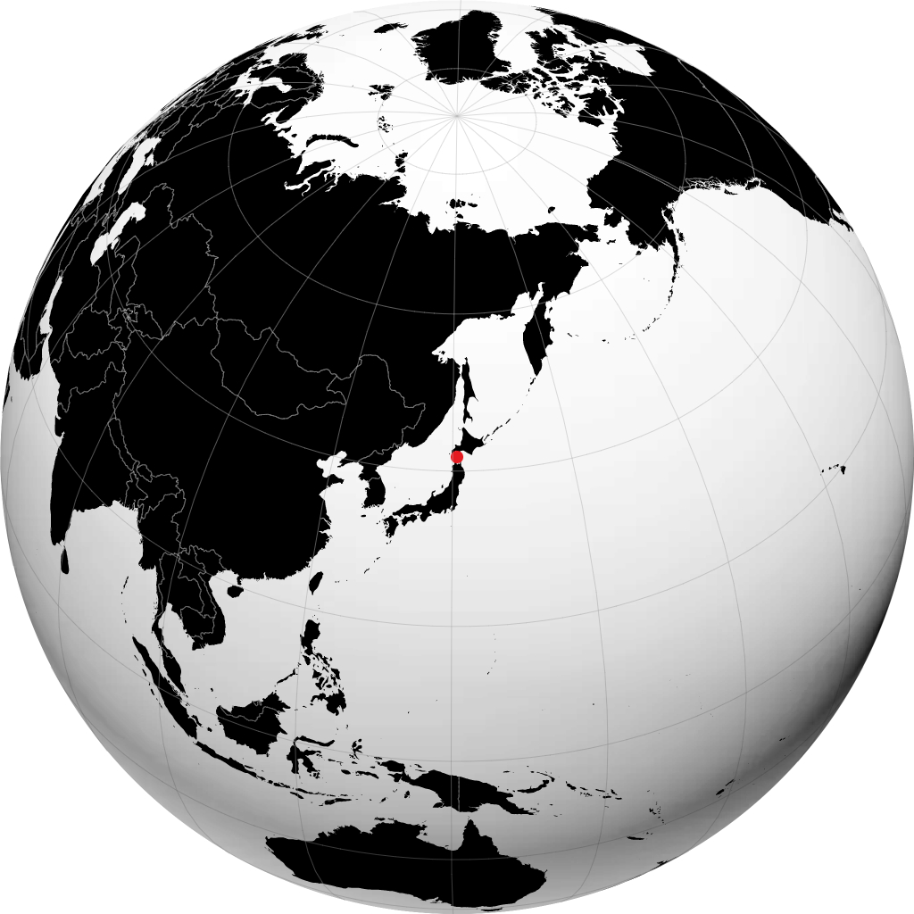 Hakodate on the globe