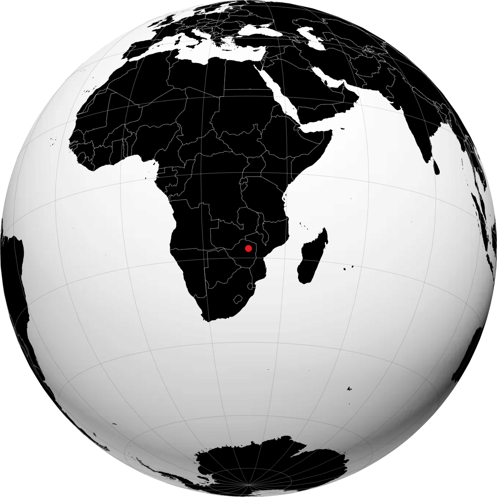 Harare on the globe