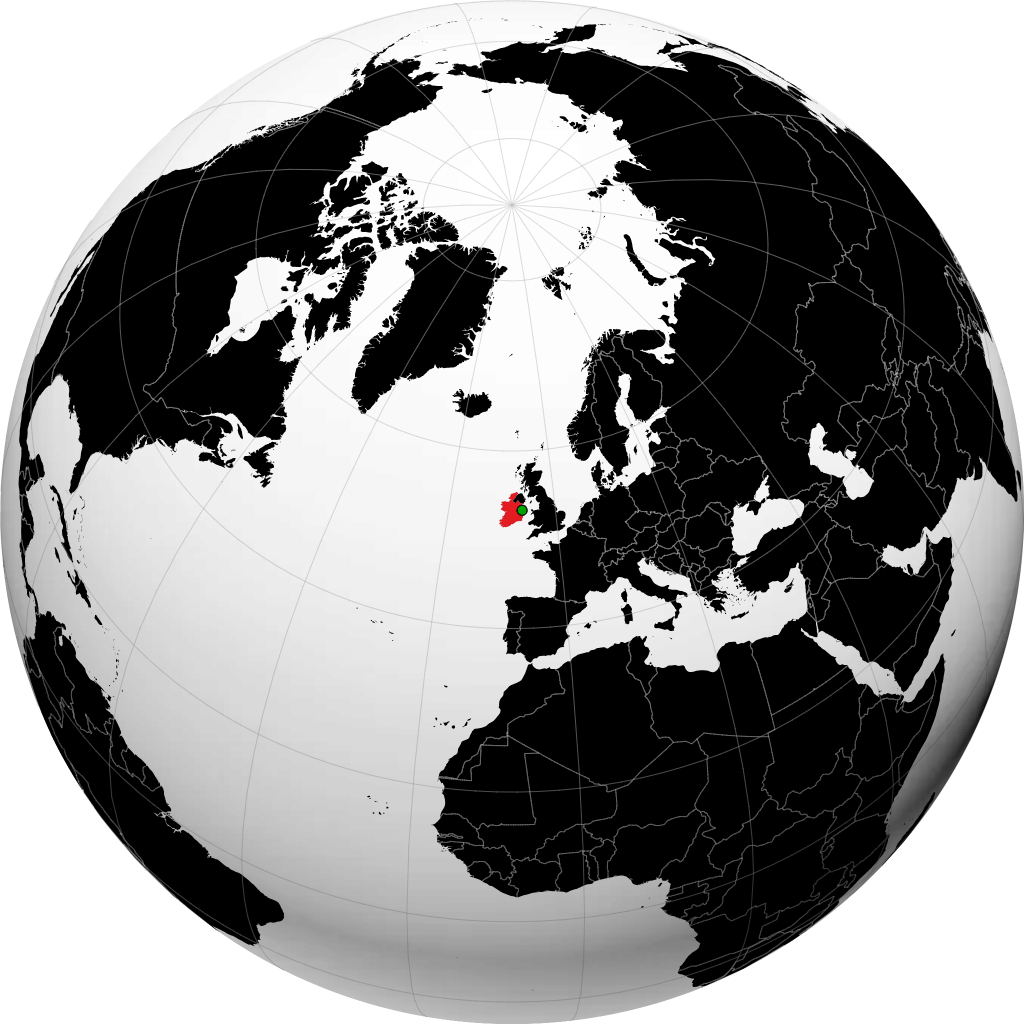 Ireland on the globe