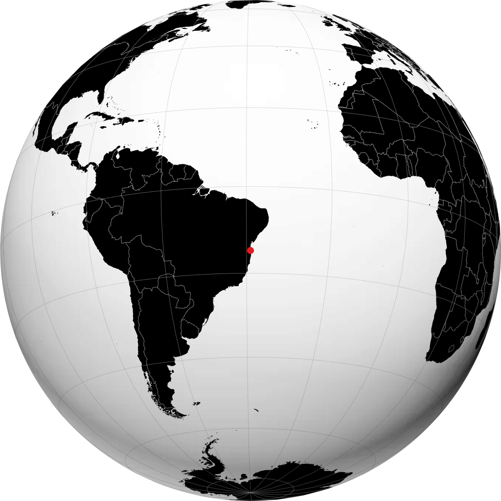 Ilhéus on the globe