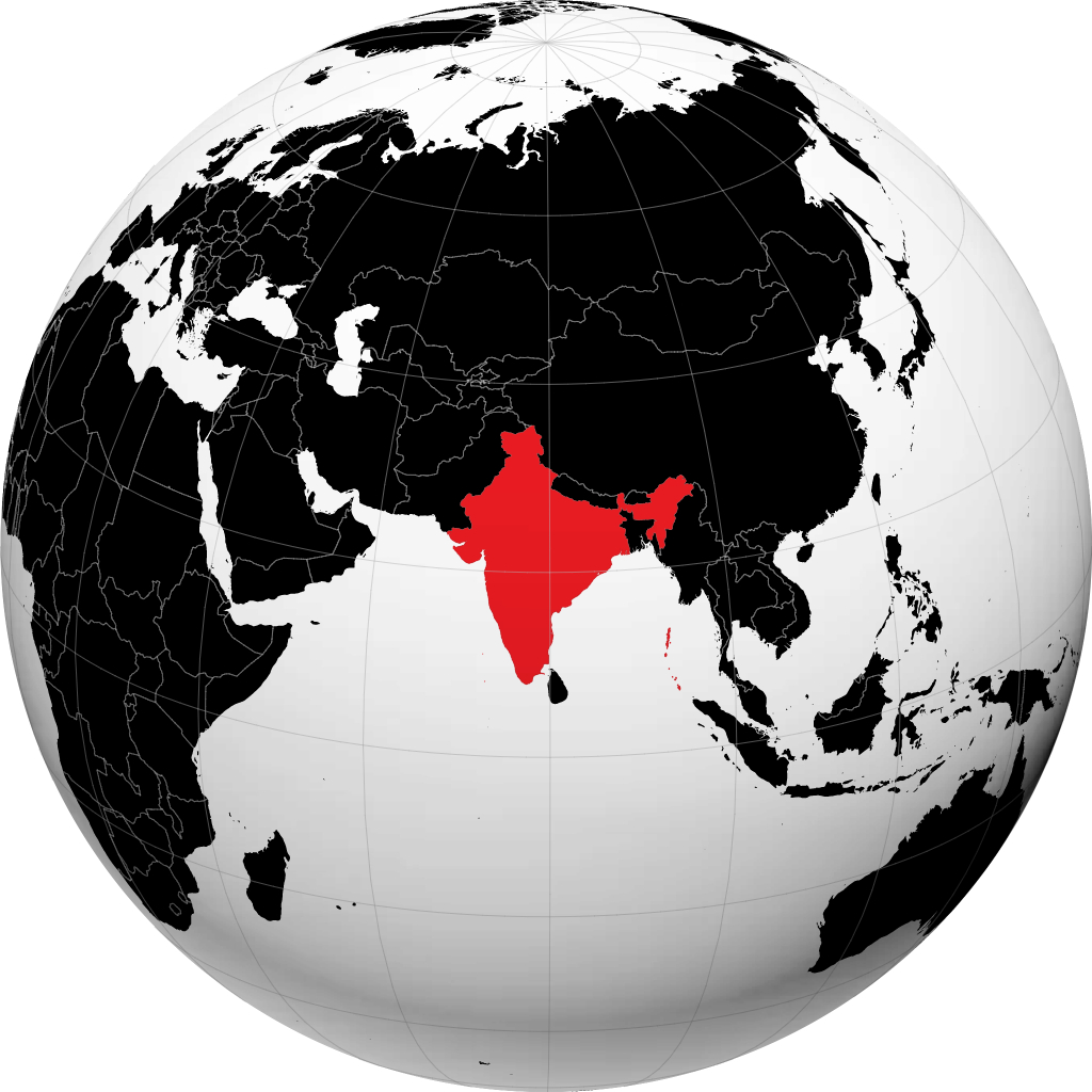 India on the globe