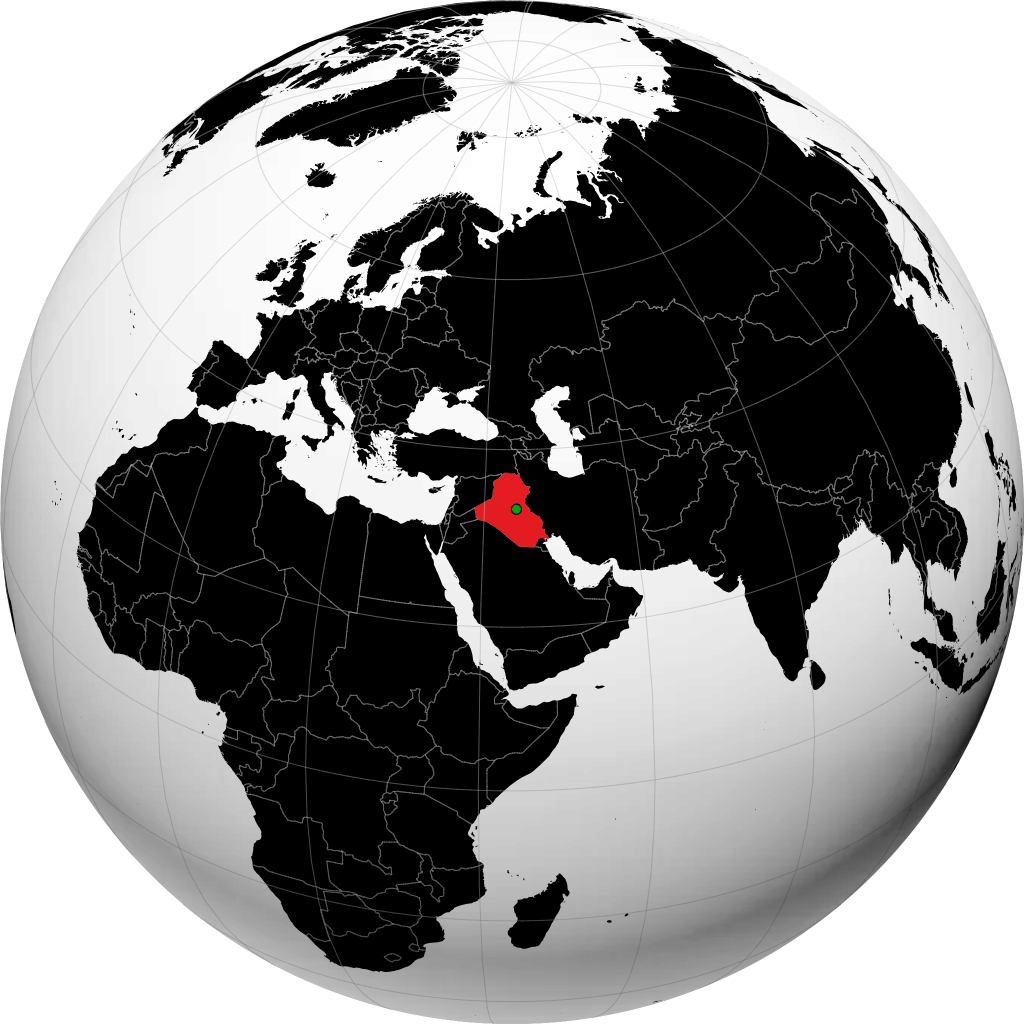 Iraq on the globe