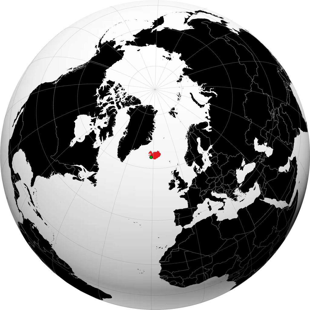 Iceland on the globe