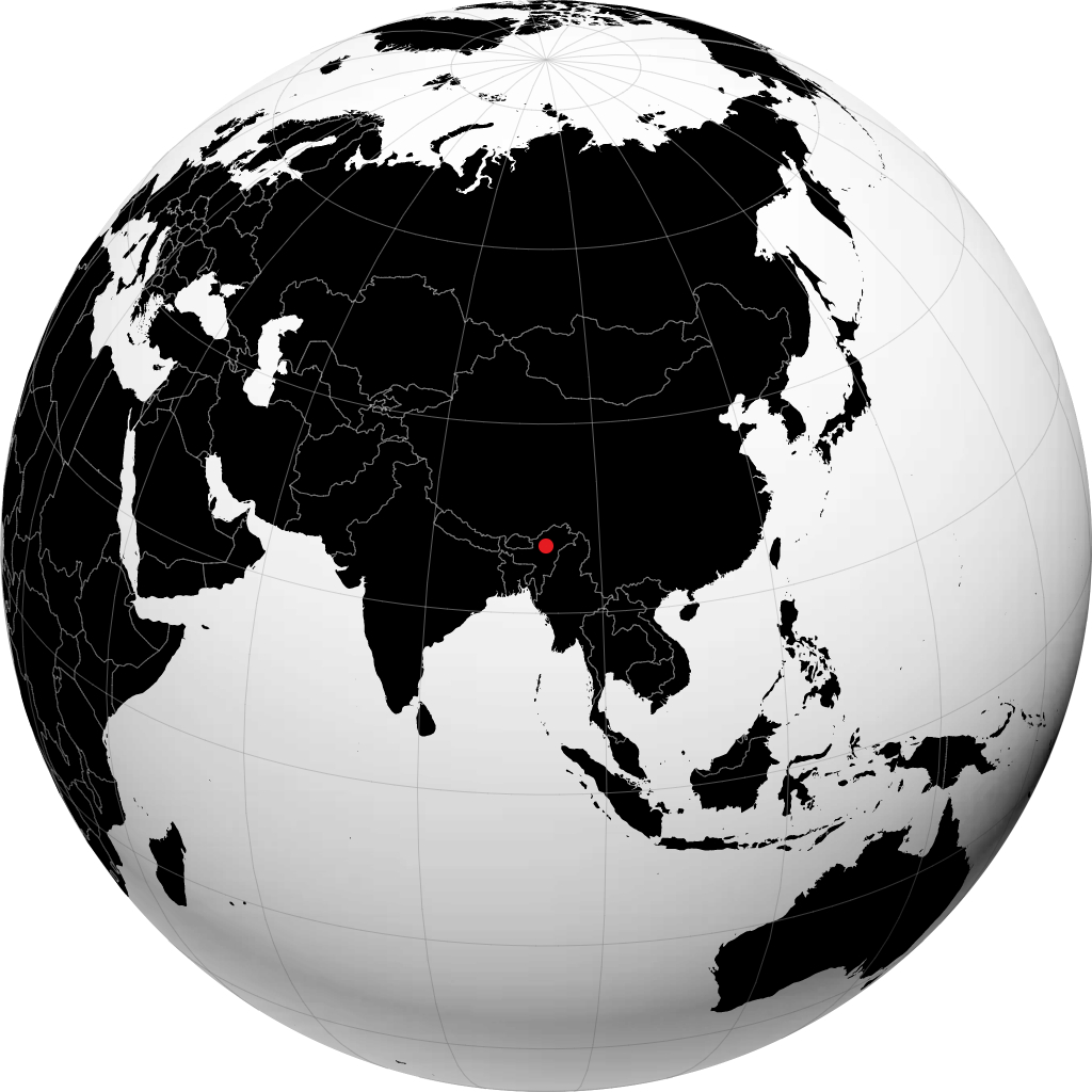 Itanagar on the globe