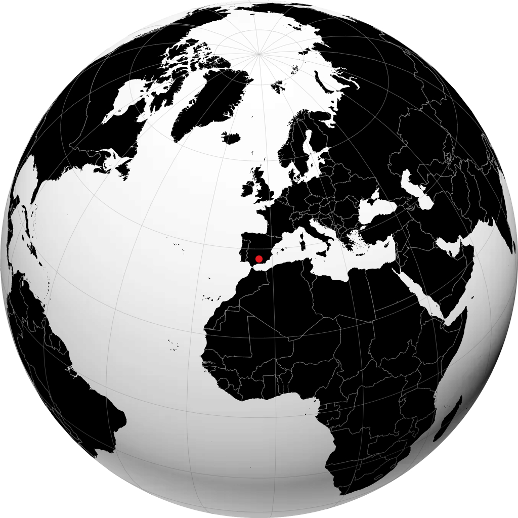 Jaén on the globe