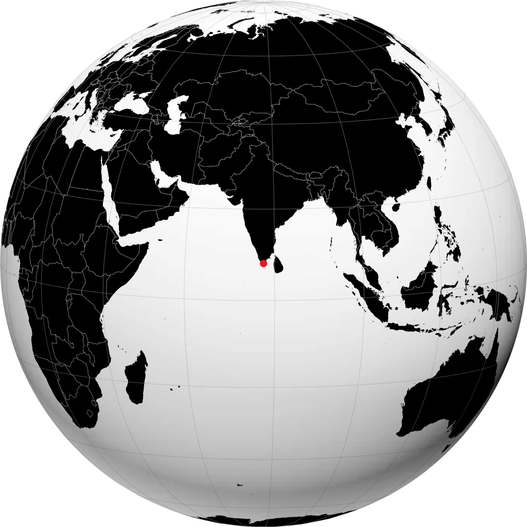 Kanniyakumari on the globe