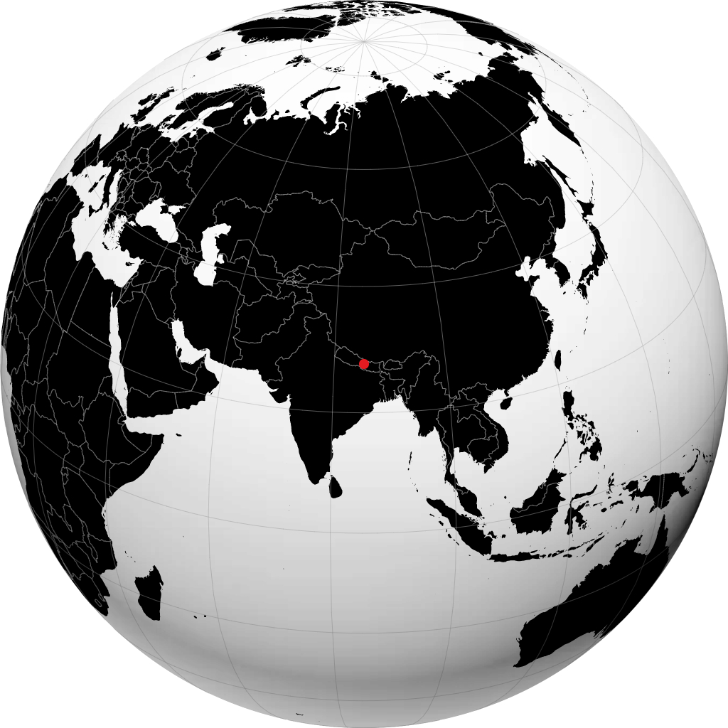 Kathmandu on the globe