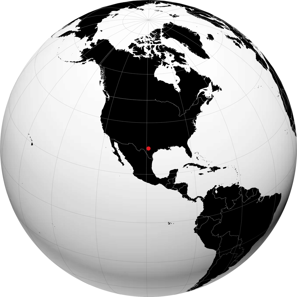 Kerrville on the globe