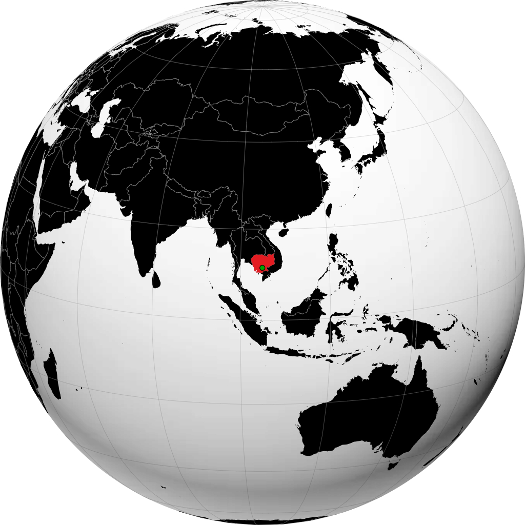 Cambodia on the globe