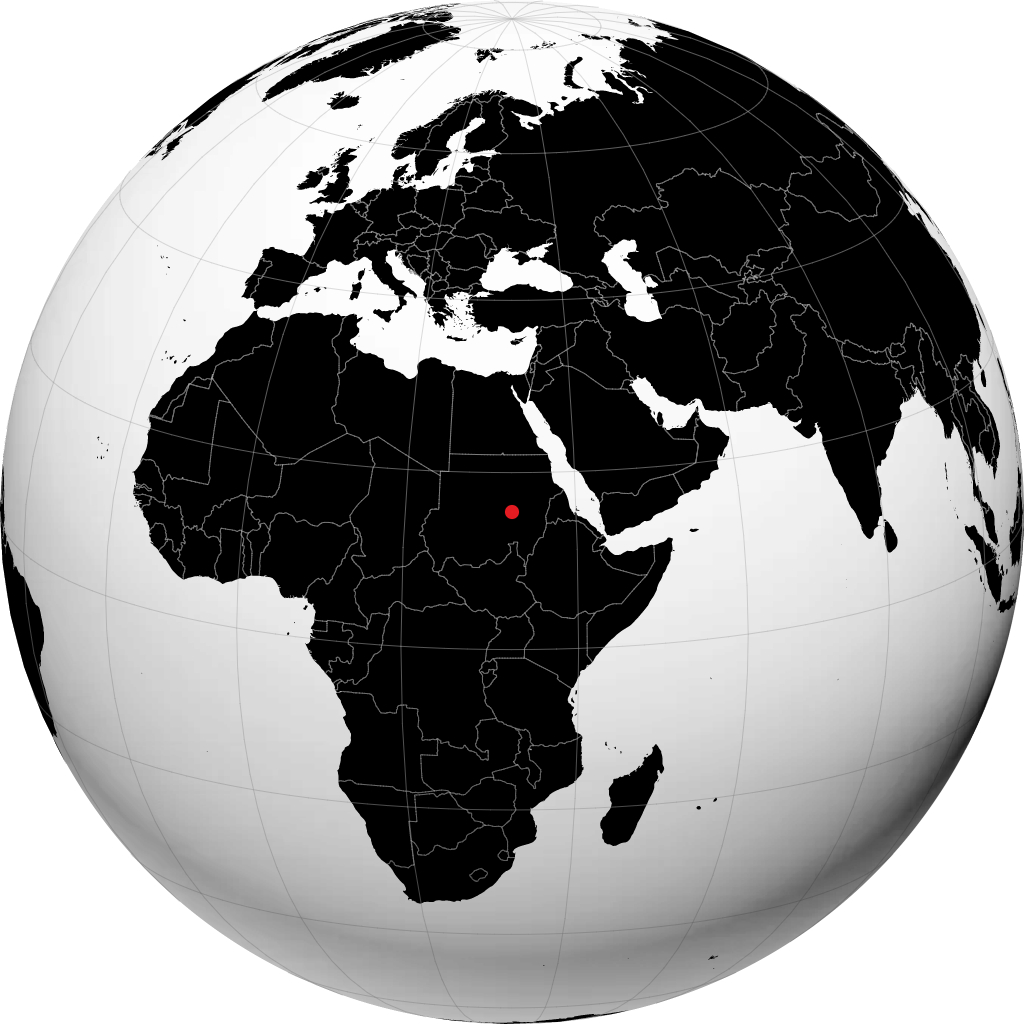 Khartoum on the globe