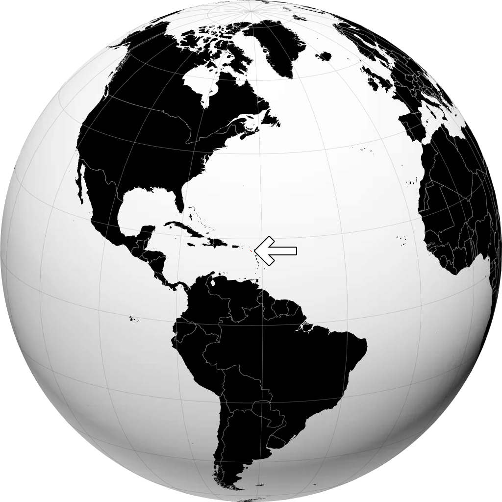 Saint Kitts and Nevis on the globe