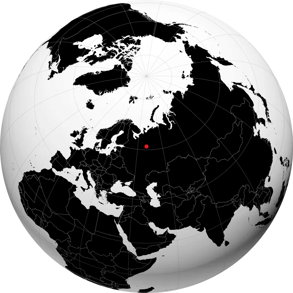 Koryazhma on the globe