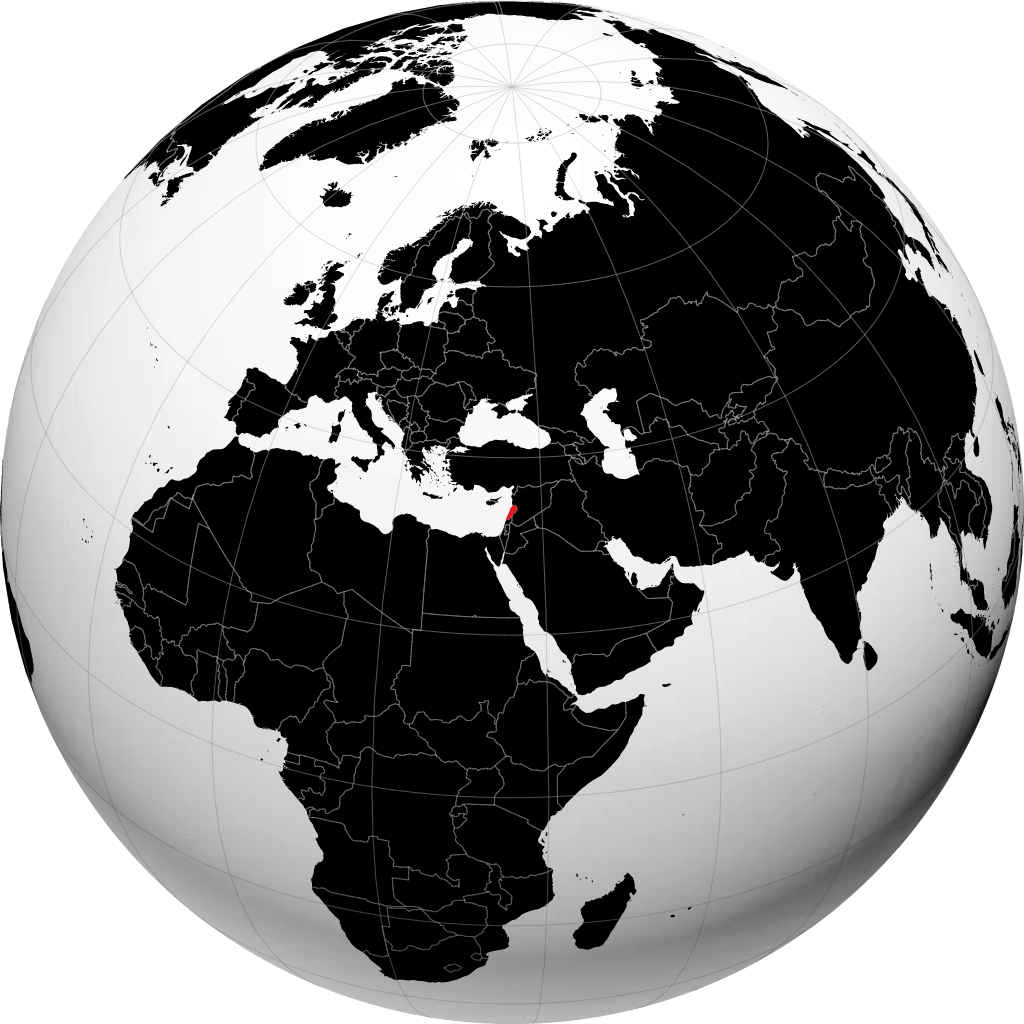 Lebanon on the globe