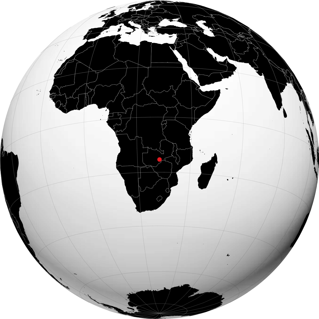 Lusaka on the globe