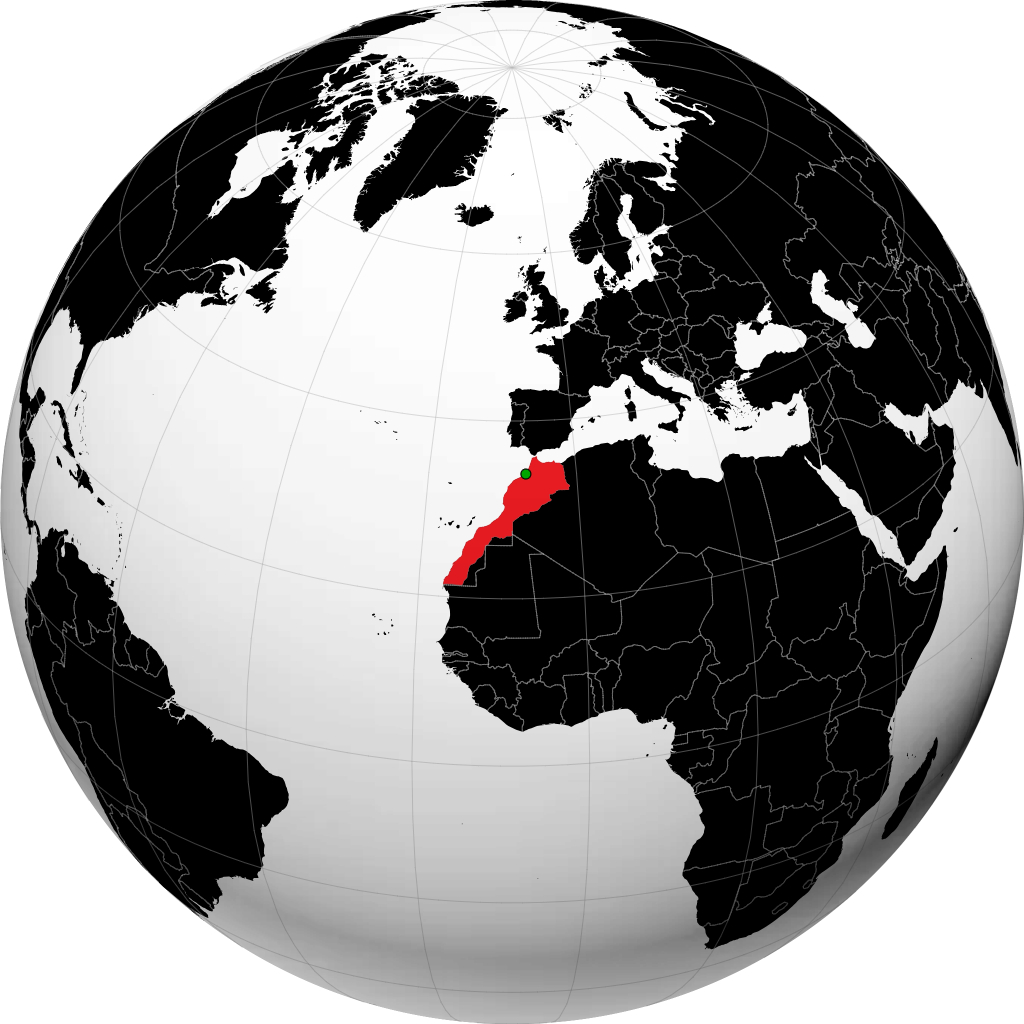 Morocco on the globe