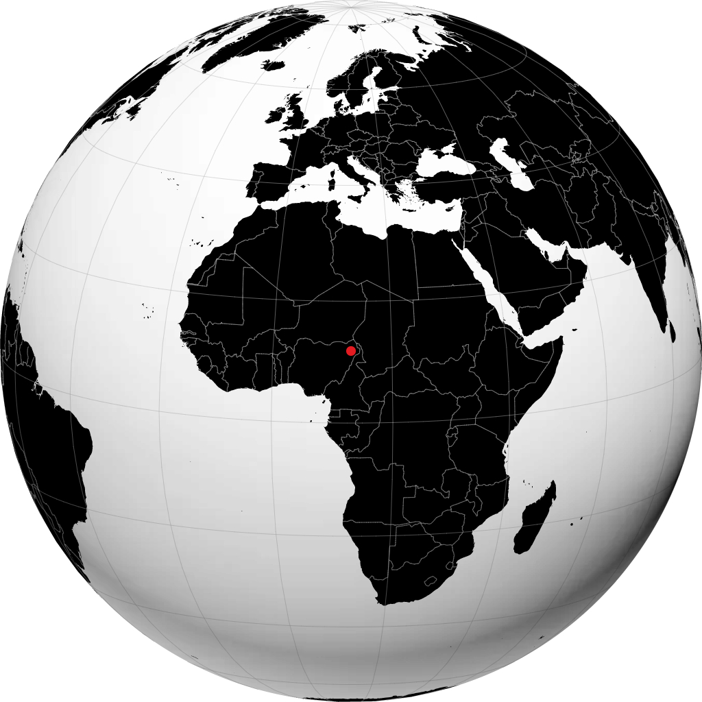 Maiduguri on the globe