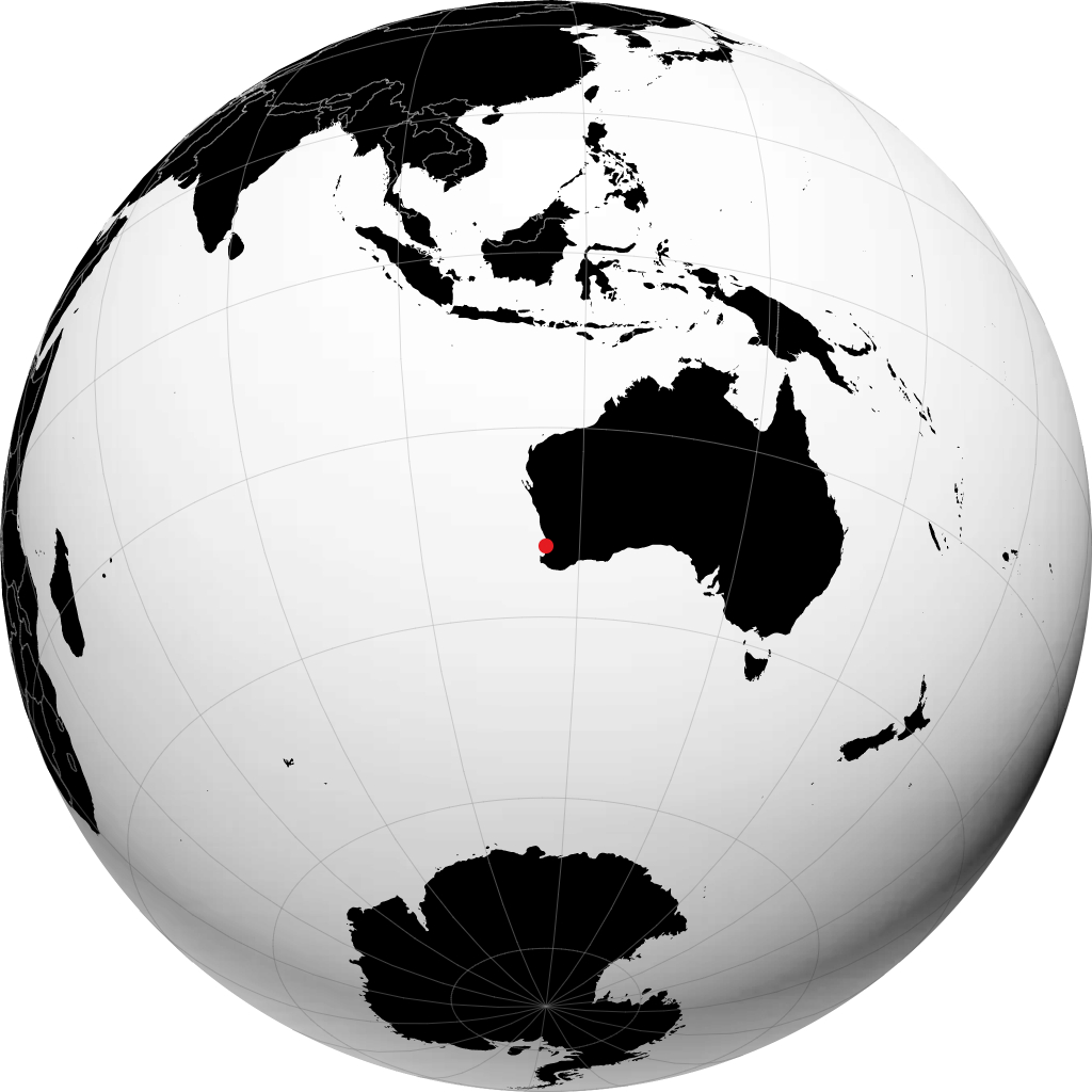 Mandurah on the globe