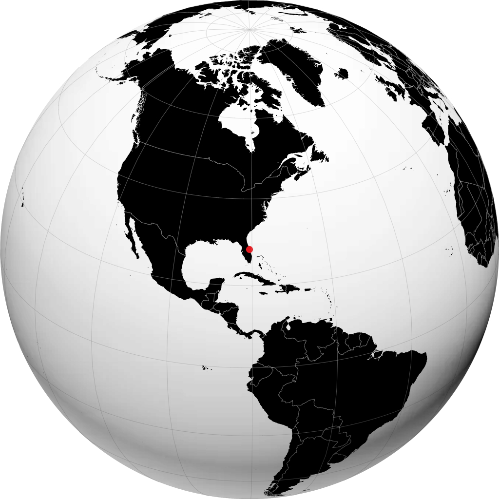 Merritt Island on the globe