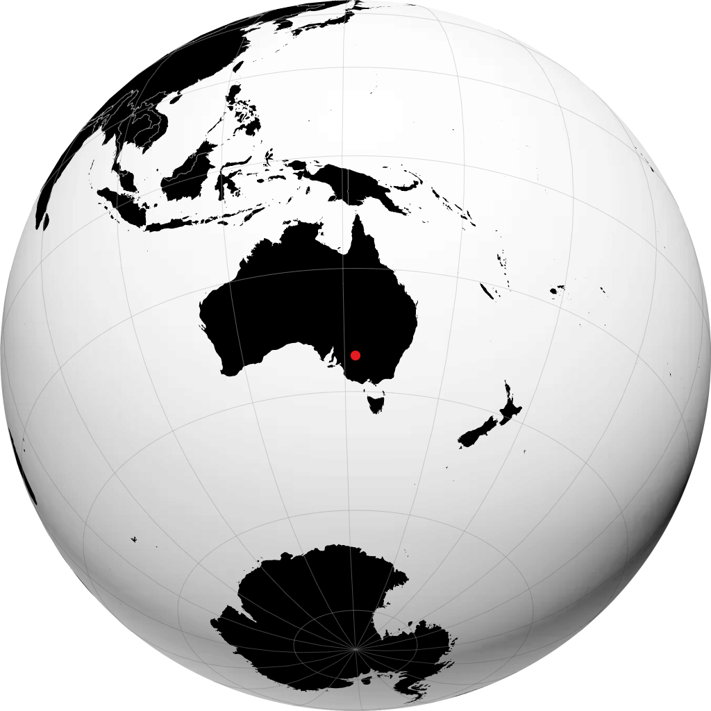 Mildura on the globe