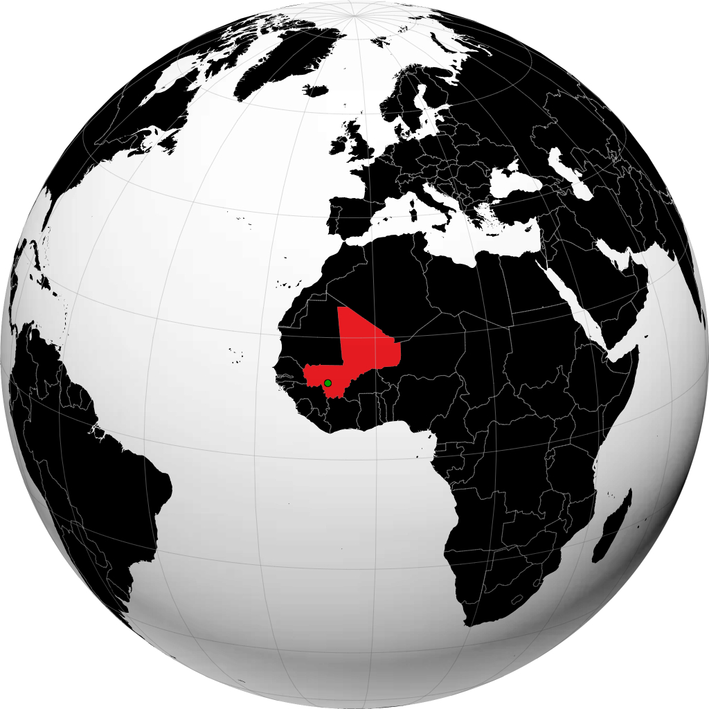 Mali on the globe