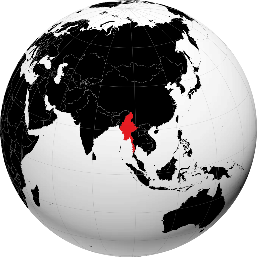 Burma on the globe