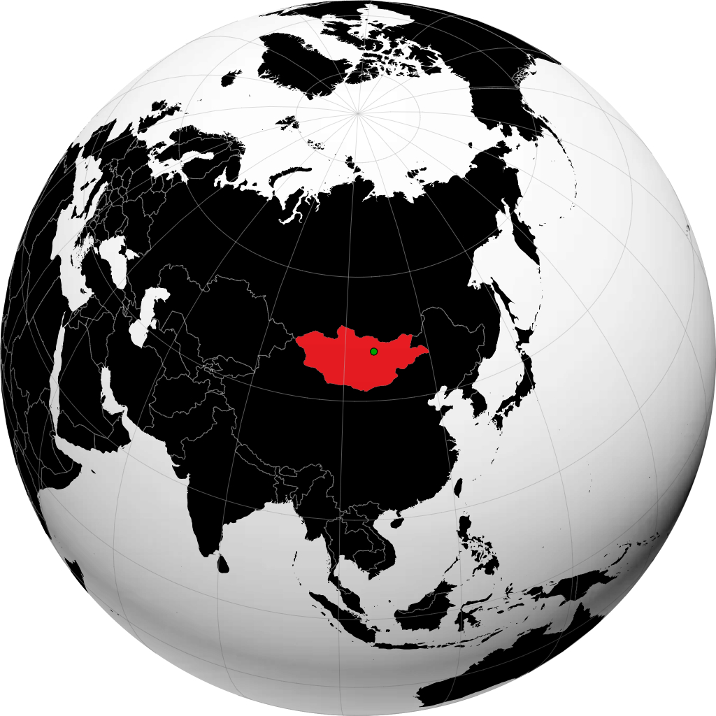 Mongolia on the globe