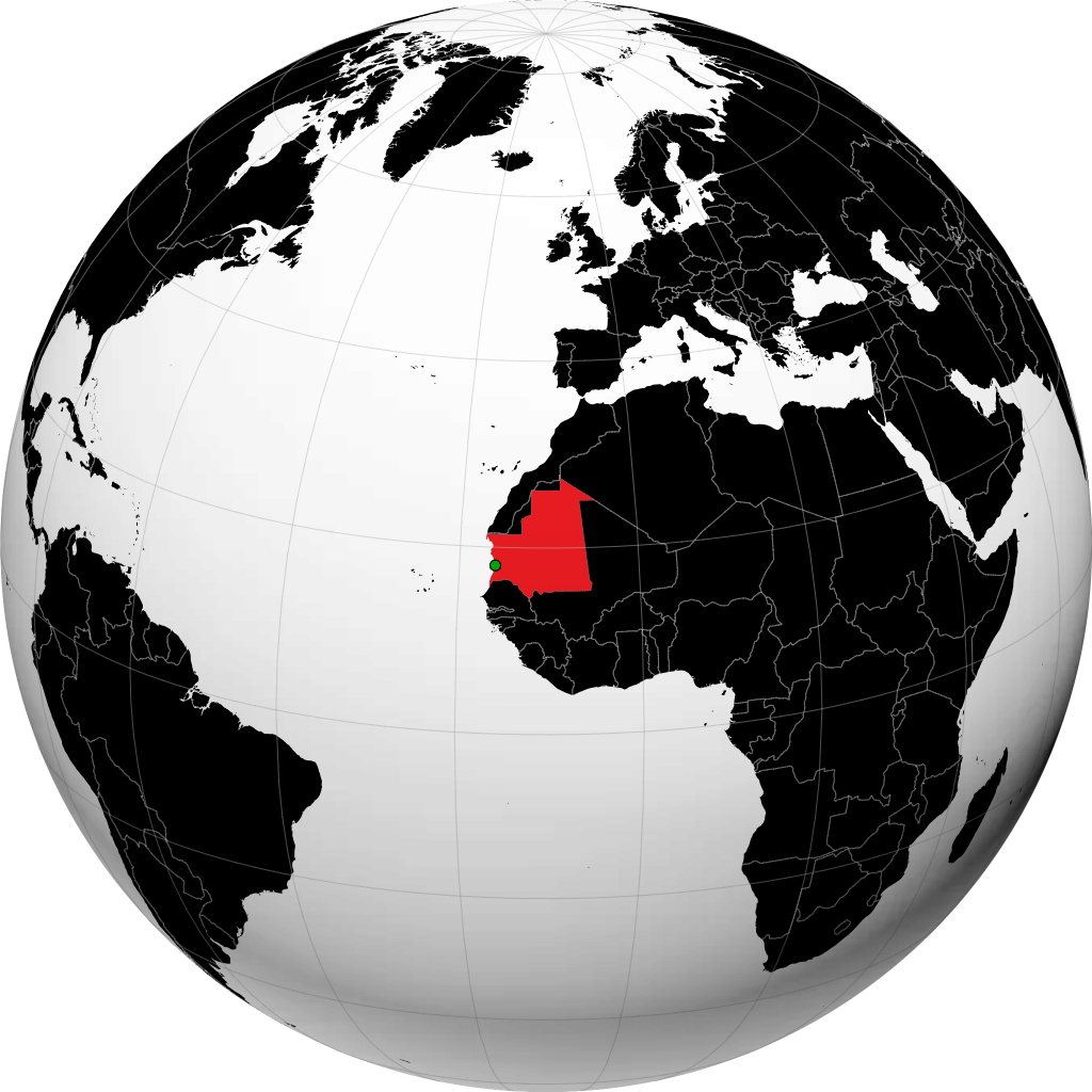 Mauritania on the globe