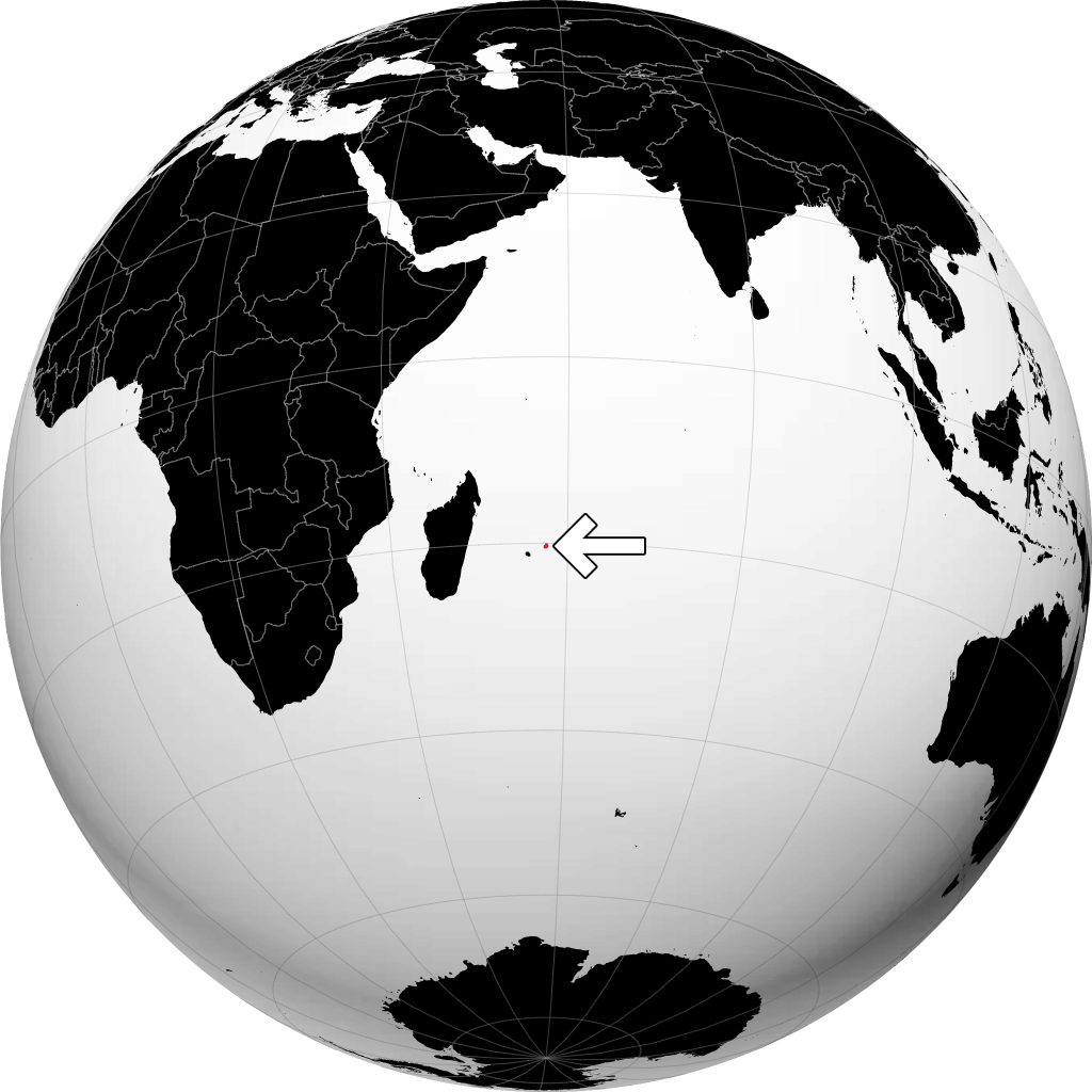 Mauritius on the globe