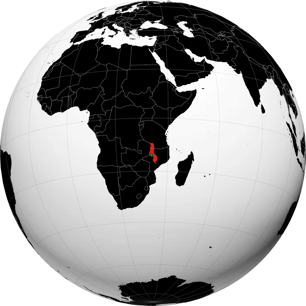 Malawi on the globe