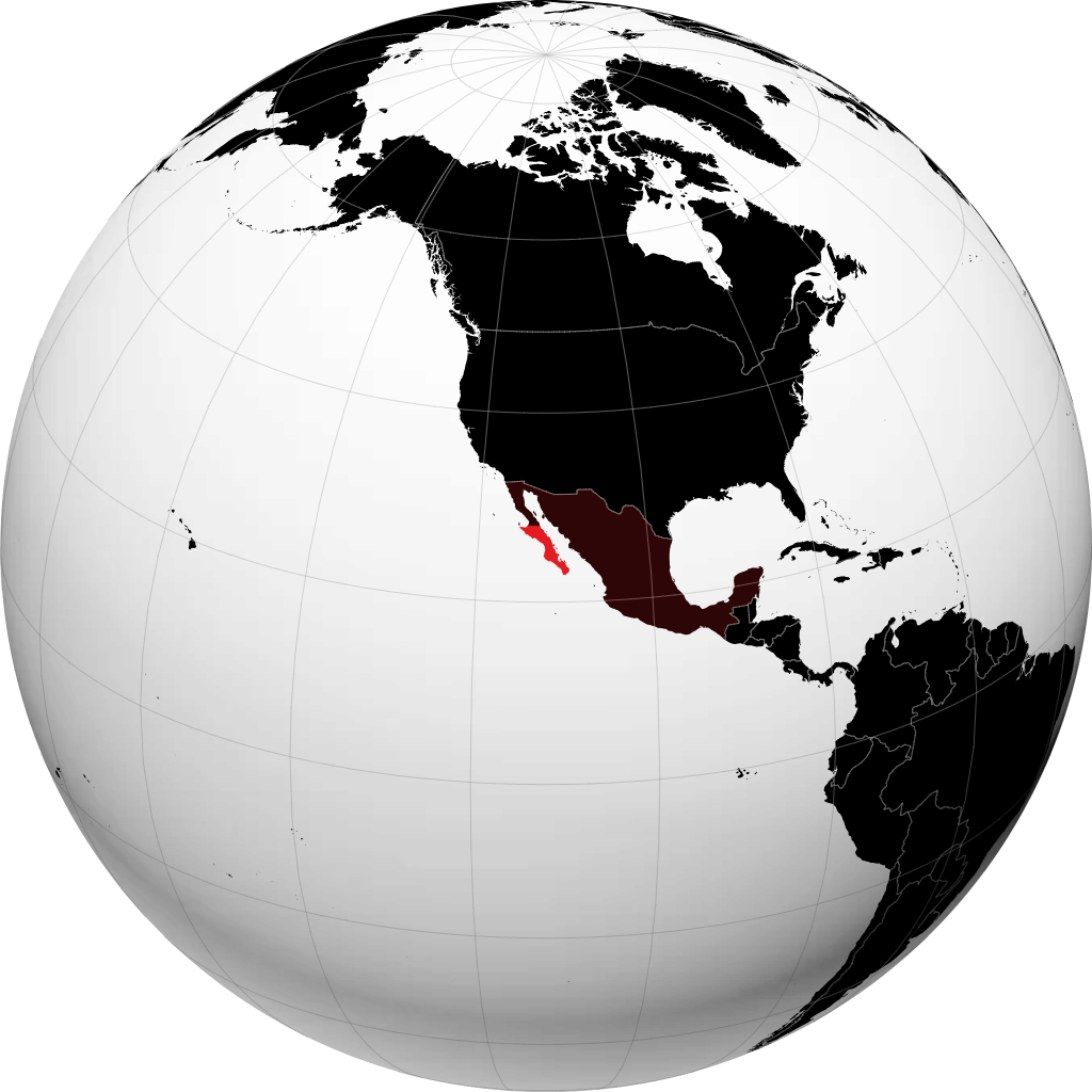 Estado de Baja California Sur on the globe