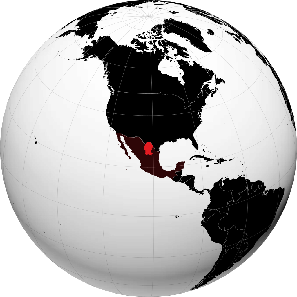 Estado de Coahuila de Zaragoza on the globe