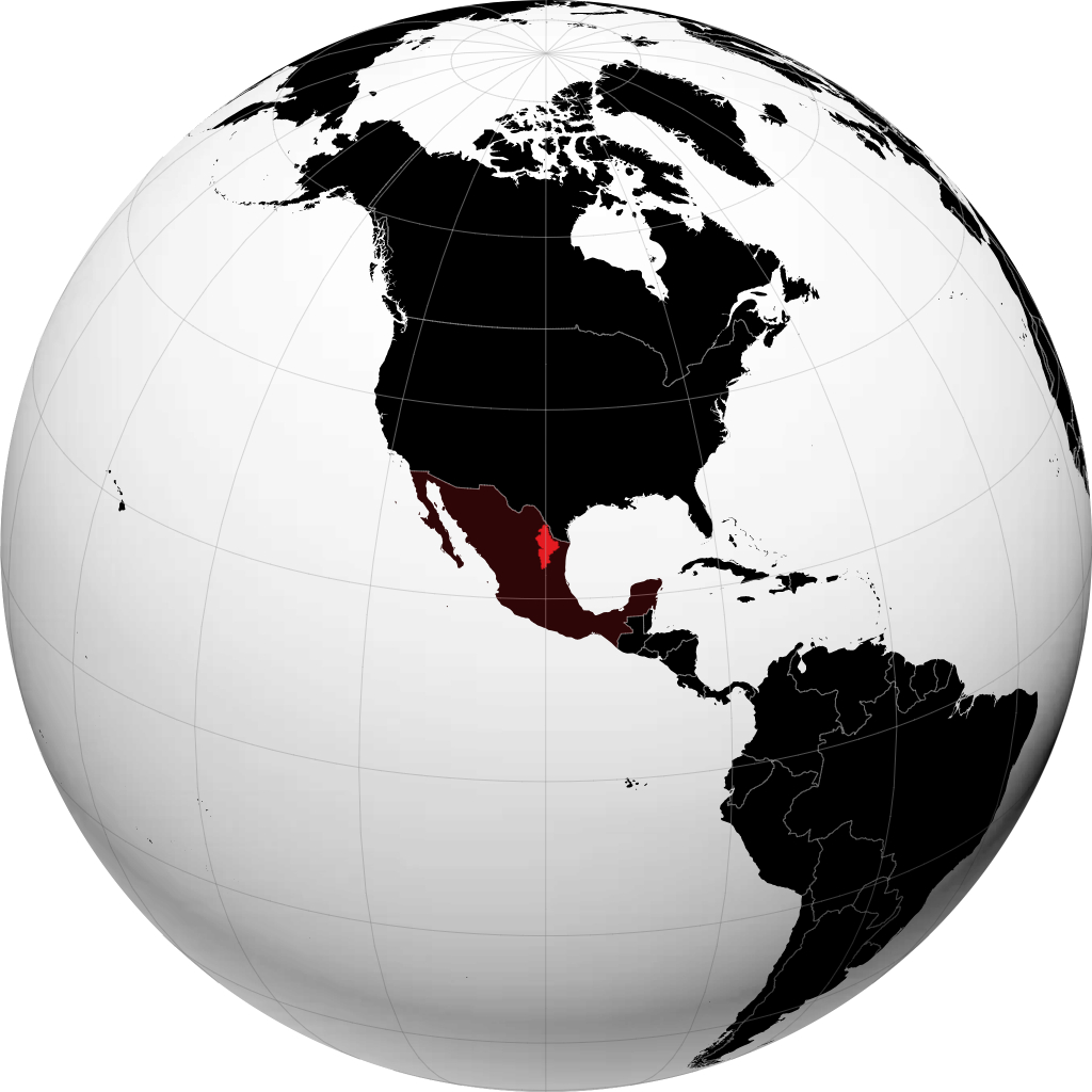 Estado de Nuevo Leon on the globe