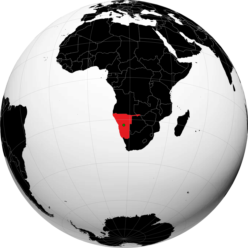 Namibia on the globe