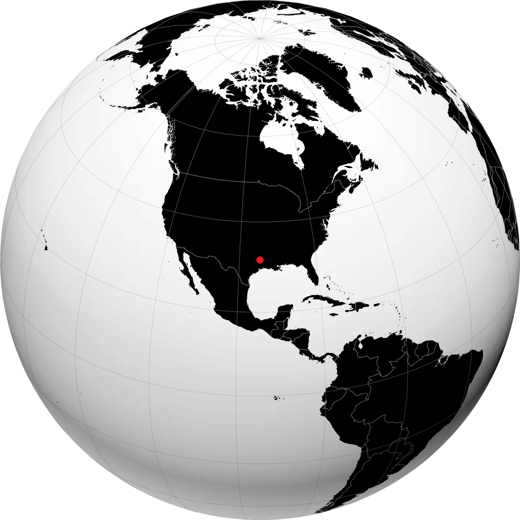 Nacogdoches on the globe