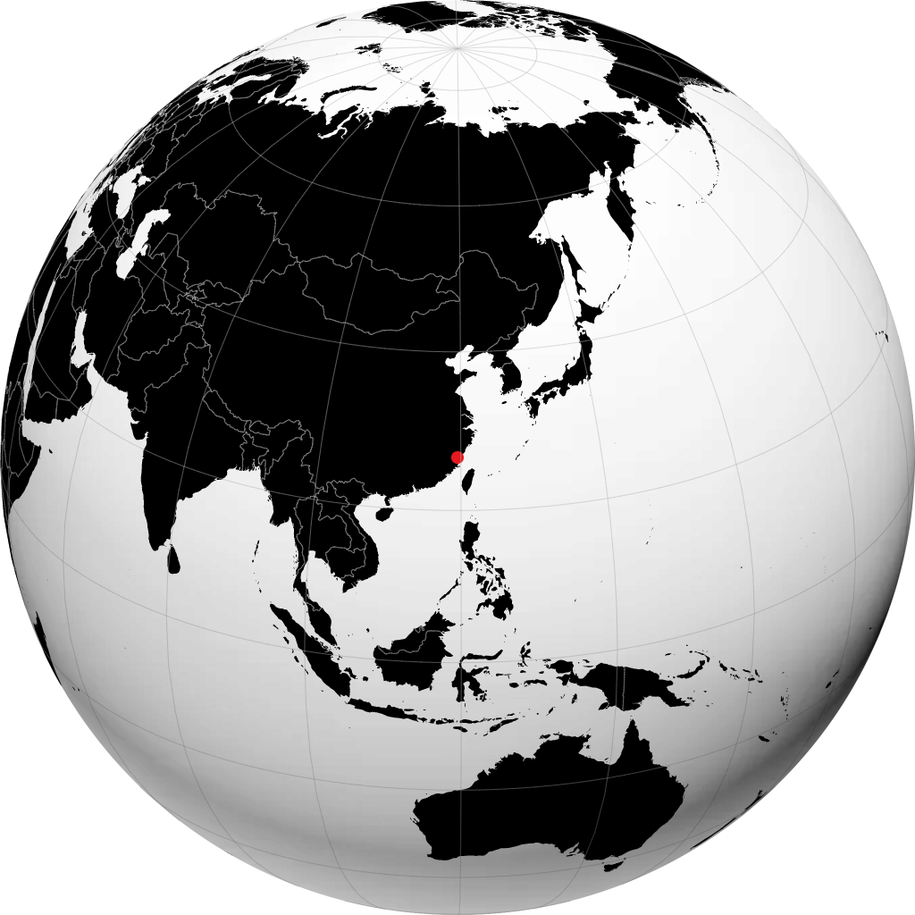 Ningde on the globe