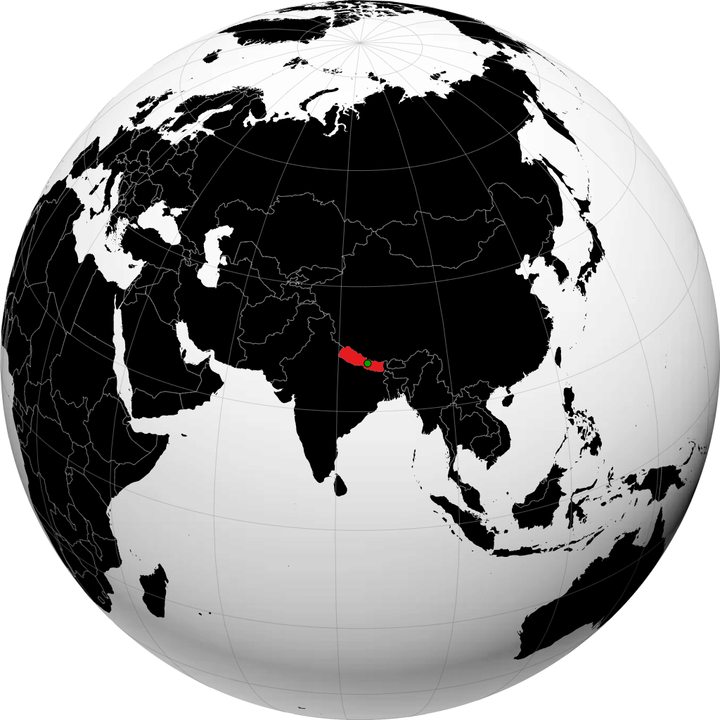 Nepal on the globe