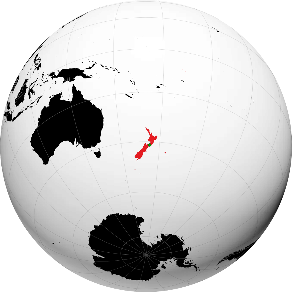 New Zealand on the globe