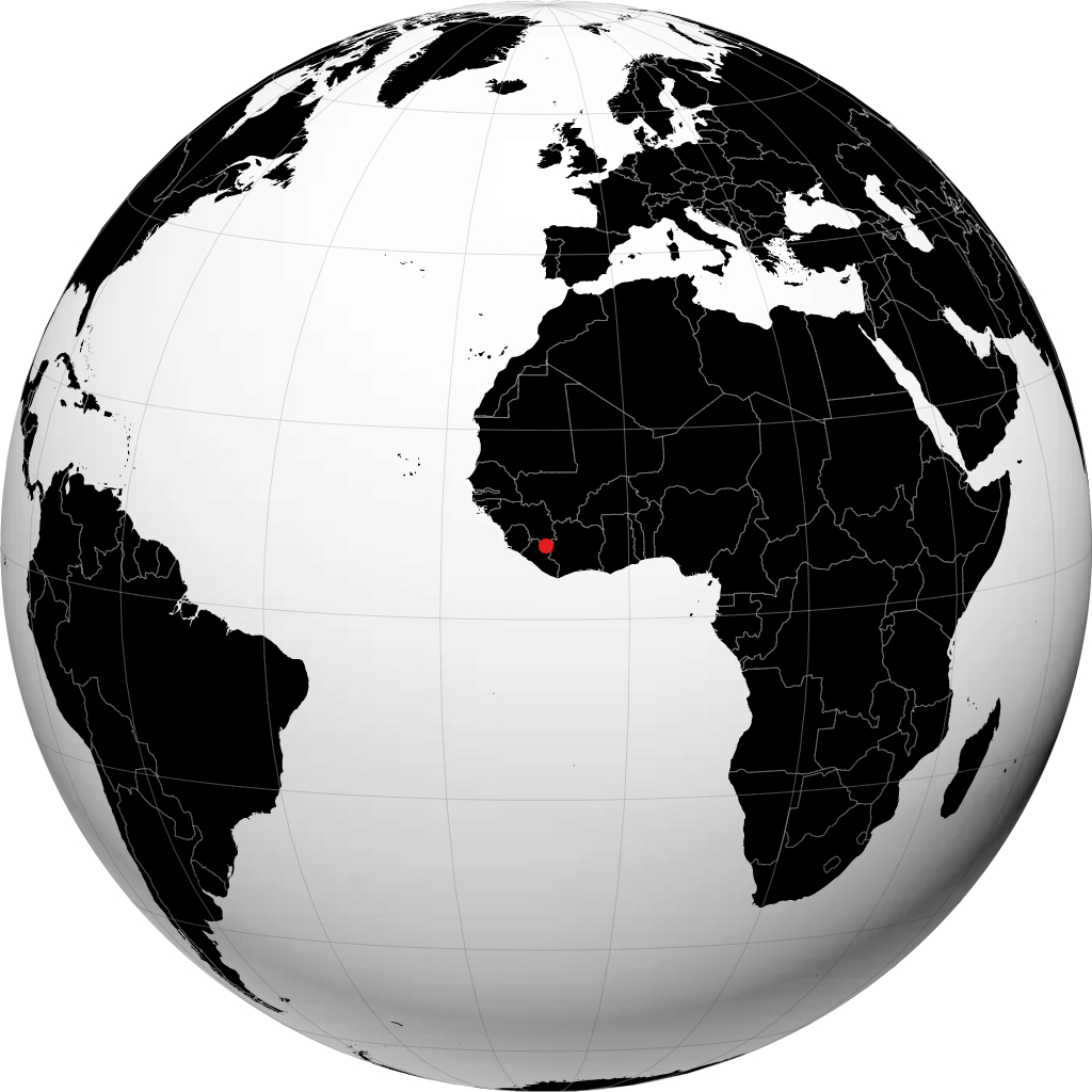 Nzérékoré on the globe