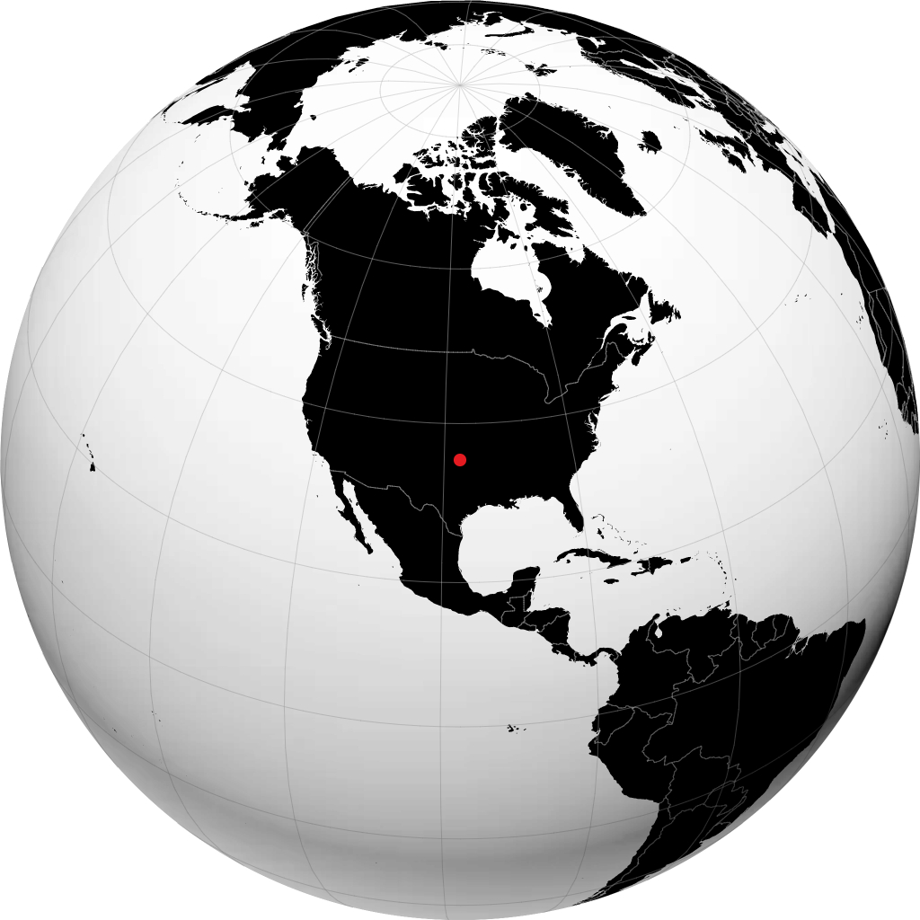 Oklahoma City on the globe