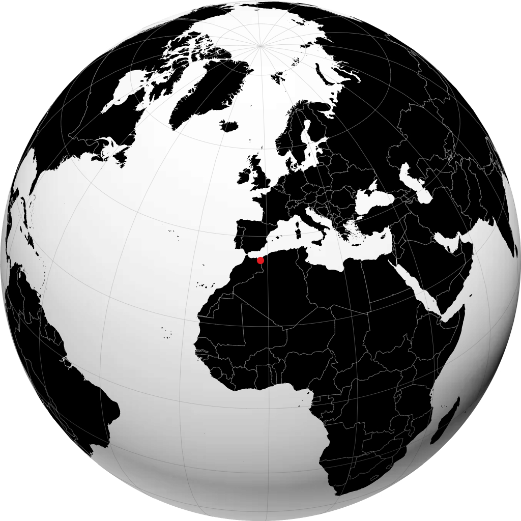 Oujda on the globe