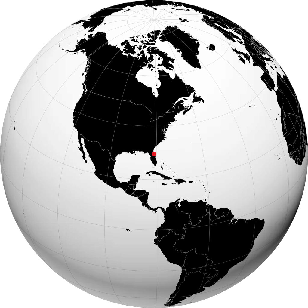 Palm Coast on the globe