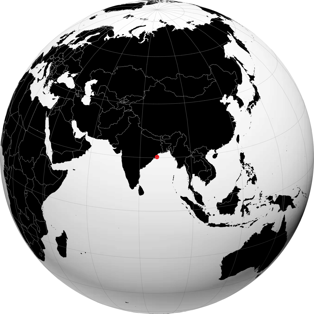 Paradip on the globe