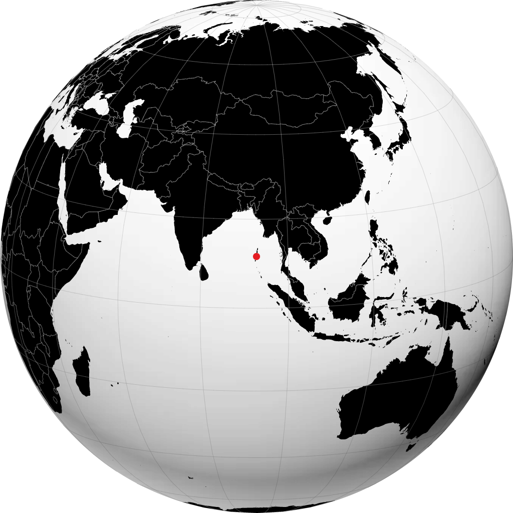 Port Blair on the globe